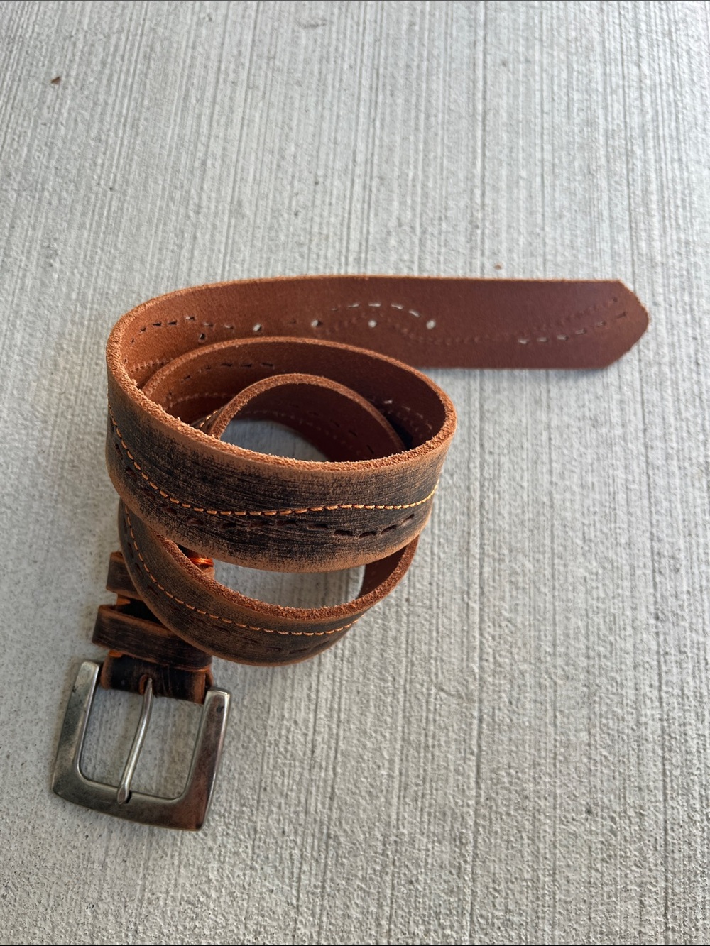 Stamp 10 Women's Brown Distressed Leather Belt with Silver Buckle Medium